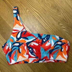 SHEIN Swim Summer Beach Random Allover Print One Shoulder Bikini Top